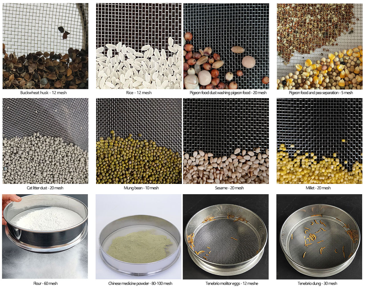 Sieve Shaker Machine Screening Effect Display of Different Materials