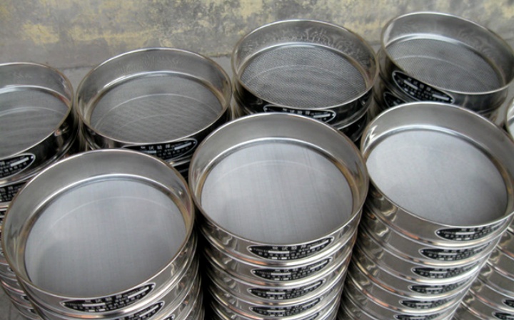 stainless steel test sieves stack for particle size analysis