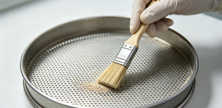 gentle dry pre‑cleaning test sieve with nylon soft brush
