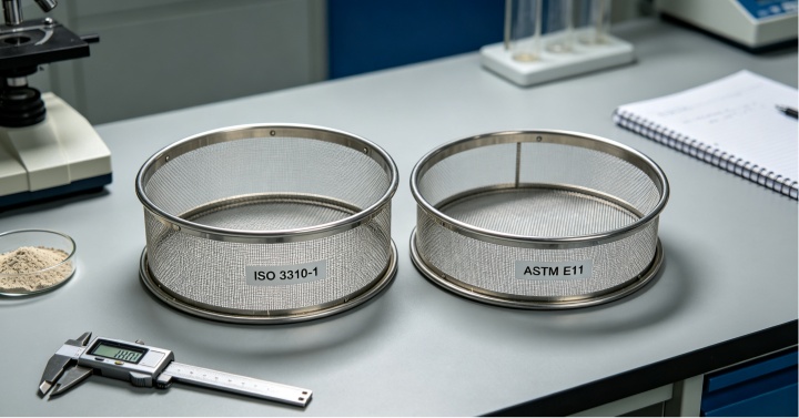 ISO 3310‑1 vs ASTM E11 woven wire test sieves side‑by‑side comparison in laboratory