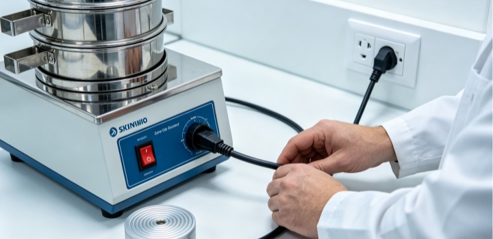 disconnect cable of ultrasonic test sieve before cleaning, safety operation