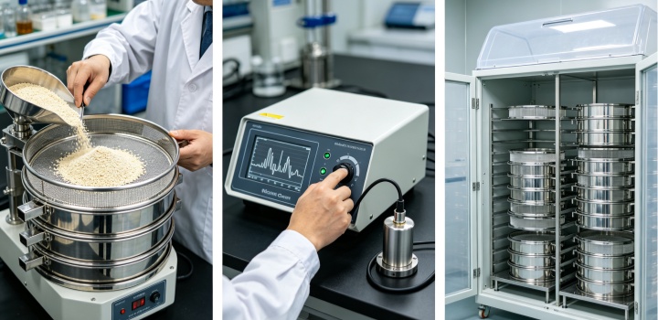 routine maintenance of ultrasonic test sieve, calibration and storage