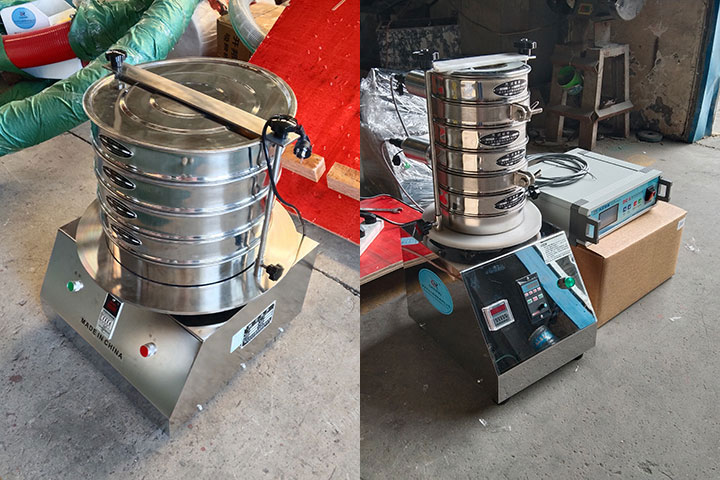 Comparison of a standard test sieve and an ultrasonic test sieve for fine powder screening.